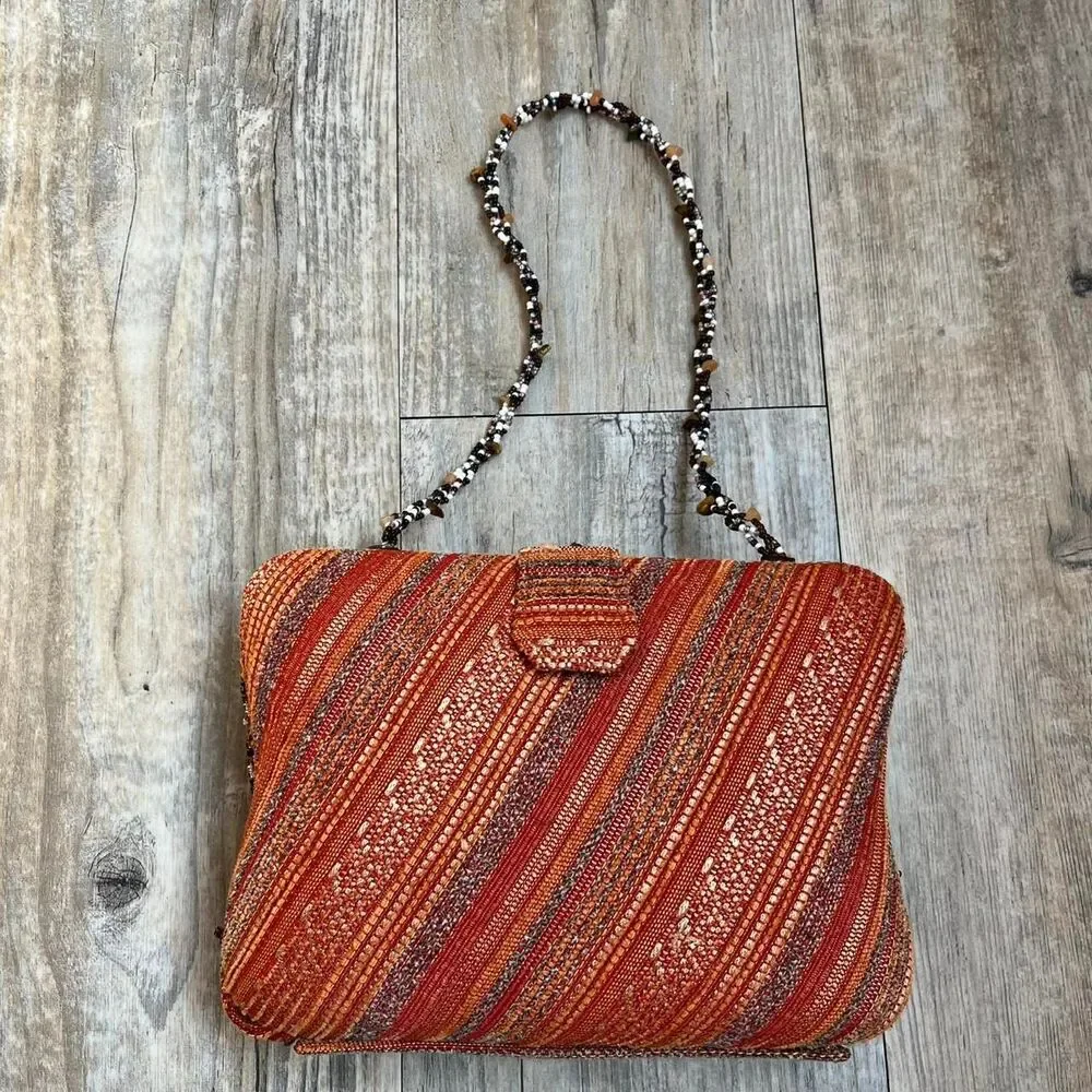 Bag Beaded Clutch Women's Multi Color Boho Tapestry